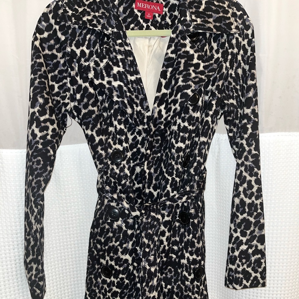 Navy leopard print trench coat (water repellant)